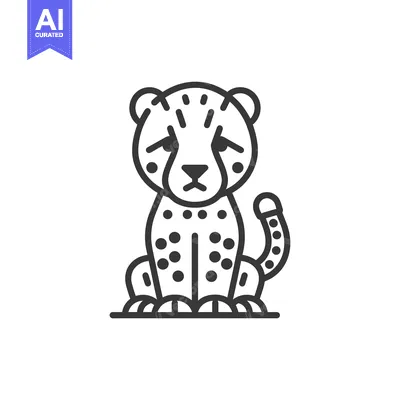 Premium design asset: Line Art Illustration of a Sitting Cheetah