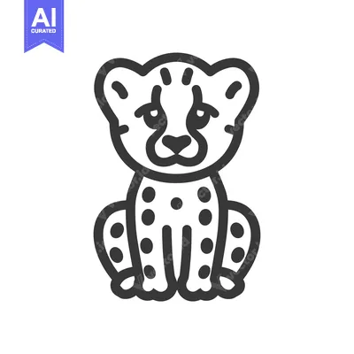 Aset premium populer: Line Art Illustration of a Sitting Cheetah Cub