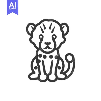 Aset premium populer: Line Art Illustration of a Sitting Cheetah Cub