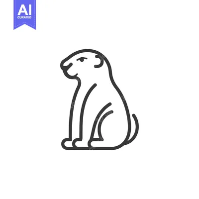 Aset premium populer: Line Art Illustration of a Sitting Dog