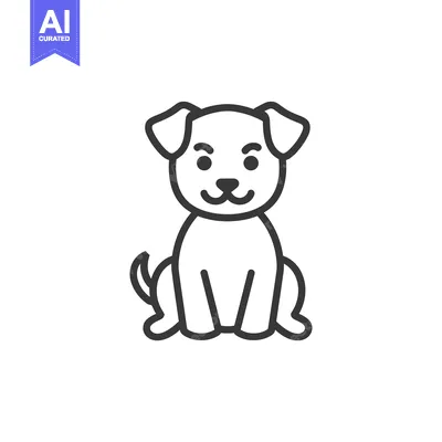 Premium design asset: Line Art Illustration of a Sitting Dog