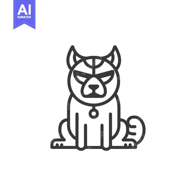 Aset premium populer: Line Art Illustration of a Sitting Dog with Horns