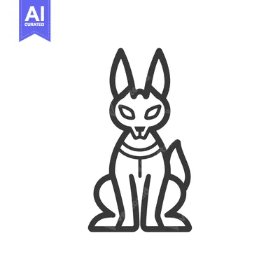 Popular premium asset: Line Art Illustration of a Sitting Egyptian Cat Deity