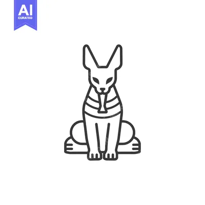 Popular premium asset: Line Art Illustration of a Sitting Egyptian Cat Deity