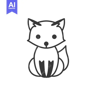 Aset premium populer: Line Art Illustration of a Sitting Fox