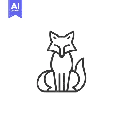 Premium design asset: Line Art Illustration of a Sitting Fox