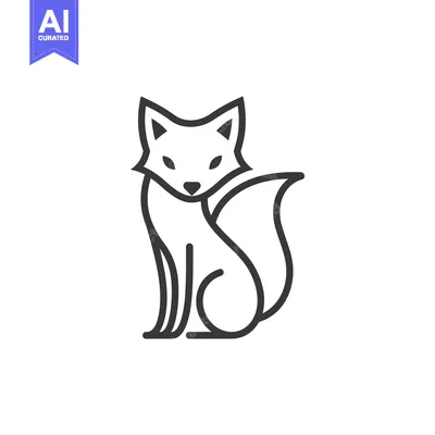 Aset premium populer: Line Art Illustration of a Sitting Fox