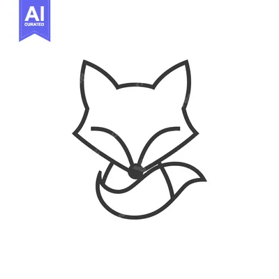 Line Art Illustration of a Sitting Fox with a Curled Tail