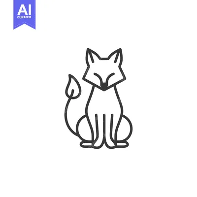 Aset premium populer: Line Art Illustration of a Sitting Fox with a Leaf Tail