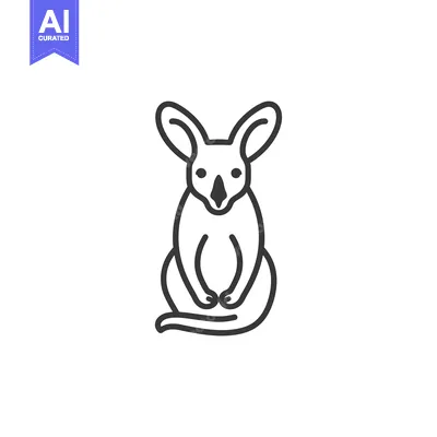 Aset desain premium: Line Art Illustration of a Sitting Jerboa