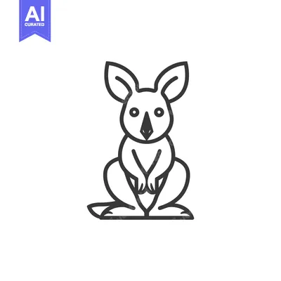 Aset premium populer: Line art illustration of a sitting kangaroo