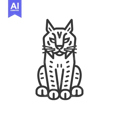 Aset desain premium: Line Art Illustration of a Sitting Lynx