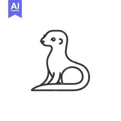 Aset desain premium: Line art illustration of a sitting meerkat