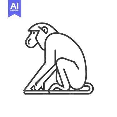 Aset premium populer: Line Art Illustration of a Sitting Monkey