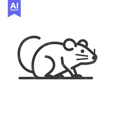 Aset desain premium: Line Art Illustration of a Sitting Mouse