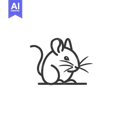 Aset desain premium: Line Art Illustration of a Sitting Mouse