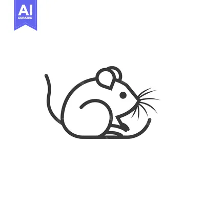 Aset desain premium: Line Art Illustration of a Sitting Mouse