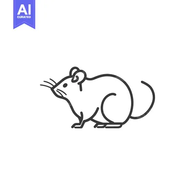 Aset premium populer: Line Art Illustration of a Sitting Mouse