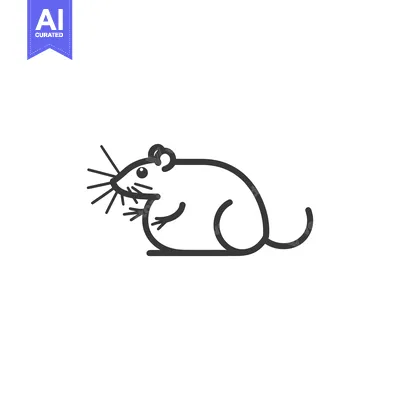Aset desain premium: Line Art Illustration of a Sitting Mouse