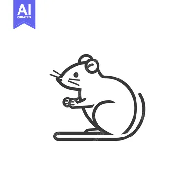 Popular premium asset: Line art illustration of a sitting mouse