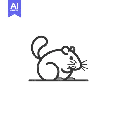 Aset premium populer: Line Art Illustration of a Sitting Mouse with a Long Tail