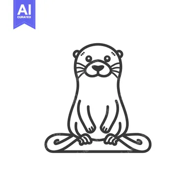 Aset premium populer: Line Art Illustration of a Sitting Otter