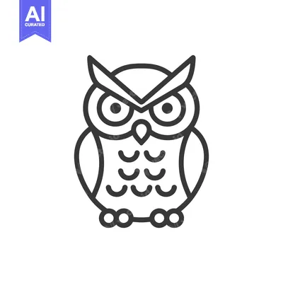 Aset premium populer: Line Art Illustration of a Sitting Owl