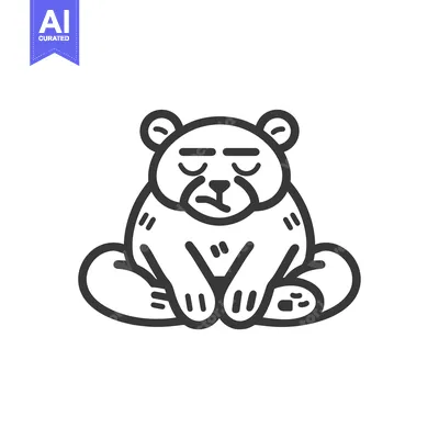 Popular premium asset: Line Art Illustration of a Sitting Panda with a Grumpy Expression