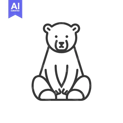 Premium design asset: Line Art Illustration of a Sitting Polar Bear