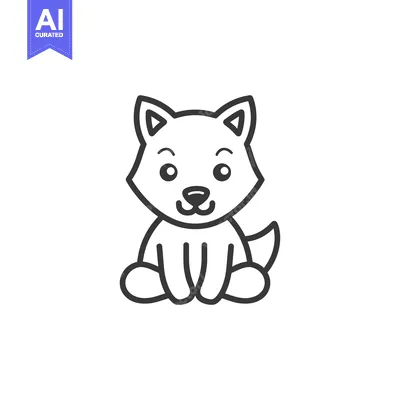 Aset premium populer: Line Art Illustration of a Sitting Puppy