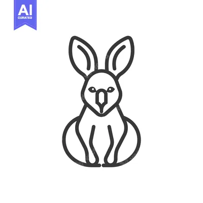 Aset premium populer: Line art illustration of a sitting rabbit