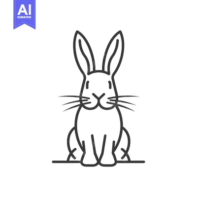 Aset desain premium: Line Art Illustration of a Sitting Rabbit