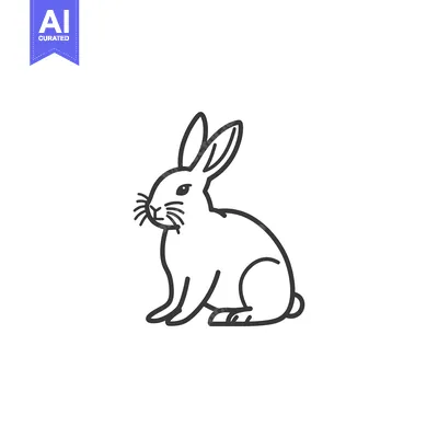 Aset premium populer: Line Art Illustration of a Sitting Rabbit