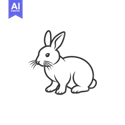 Premium design asset: Line Art Illustration of a Sitting Rabbit