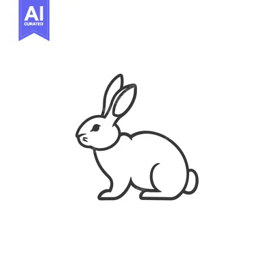 Line art illustration of a sitting rabbit