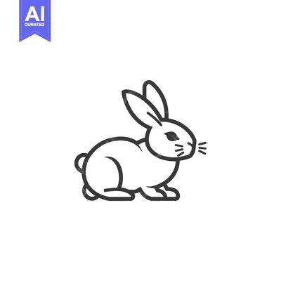 Aset premium populer: Line art illustration of a sitting rabbit