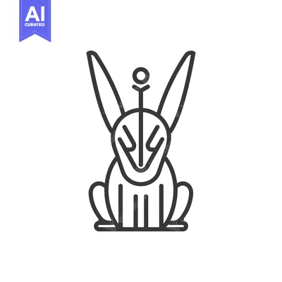 Aset premium populer: Line Art Illustration of a Sitting Rabbit with a Circle on Top of its
