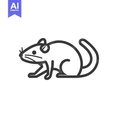 Aset desain premium: Line Art Illustration of a Sitting Rat
