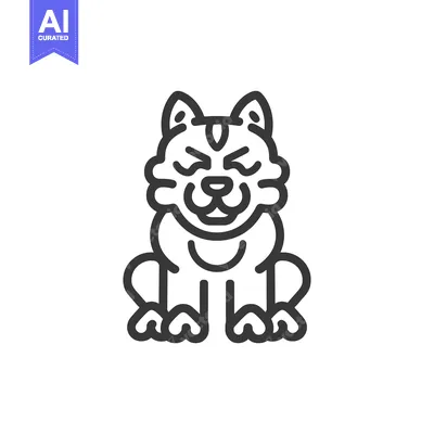 Popular premium asset: Line Art Illustration of a Sitting Shiba Inu Dog
