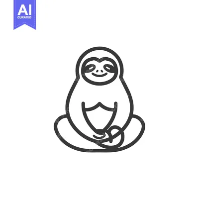 Aset premium populer: Line Art Illustration of a Sitting Sloth