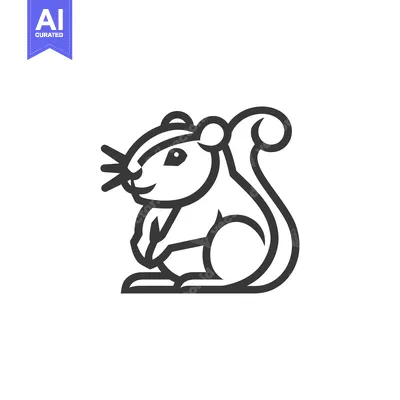 Aset premium populer: Line Art Illustration of a Sitting Squirrel