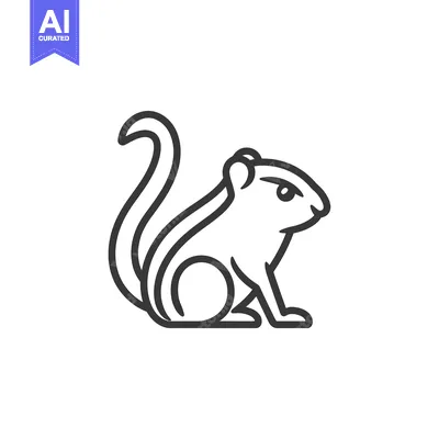 Premium design asset: Line Art Illustration of a Sitting Squirrel