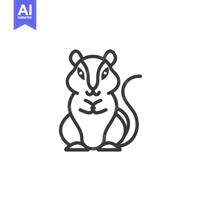 Premium design asset: Line Art Illustration of a Sitting Squirrel