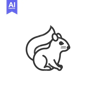 Aset desain premium: Line Art Illustration of a Sitting Squirrel