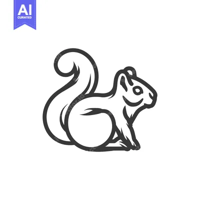 Aset premium populer: Line Art Illustration of a Sitting Squirrel