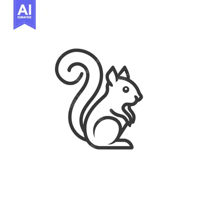 Aset premium populer: Line Art Illustration of a Sitting Squirrel