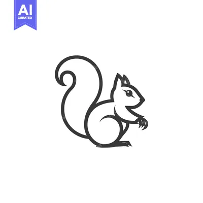 Aset premium populer: Line Art Illustration of a Sitting Squirrel