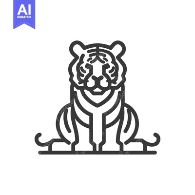 Aset premium populer: Line Art Illustration of a Sitting Tiger