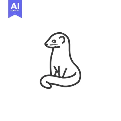 Aset premium populer: Line Art Illustration of a Sitting Weasel
