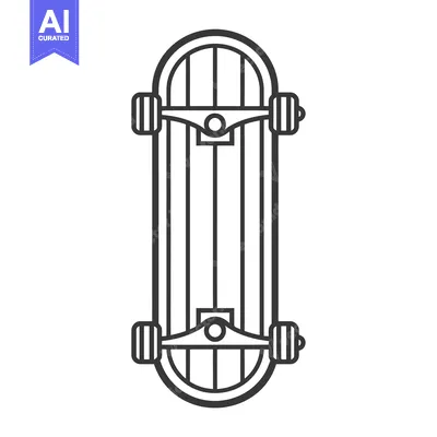 Premium design asset: Line Art Illustration of a Skateboard